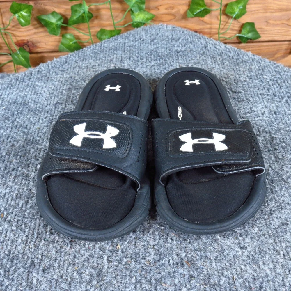Under Armour Ignite VI Toddler‎ Boys Slide Sandals Size 11K Athletic Black White